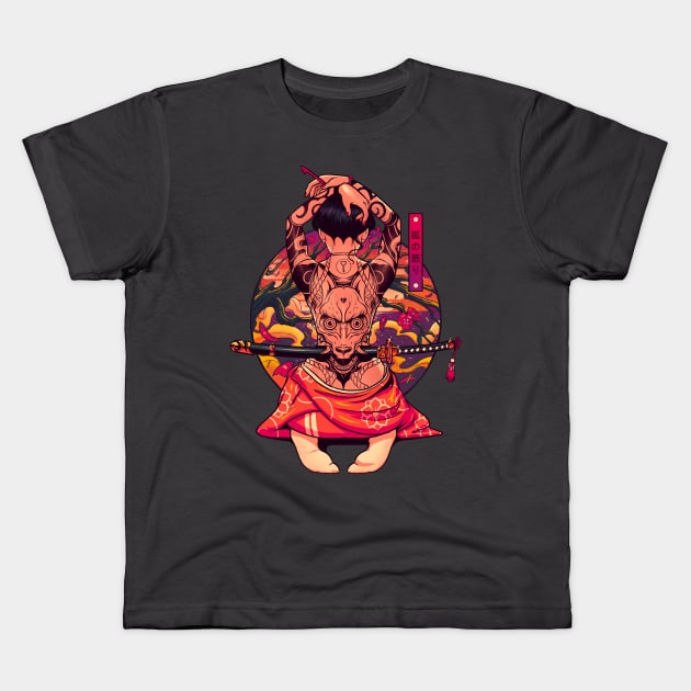 Kitsune Fury Kids T-Shirt by BrunoMota